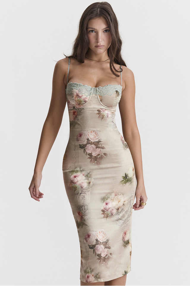'Venus' Vintage Floral Midi Dress